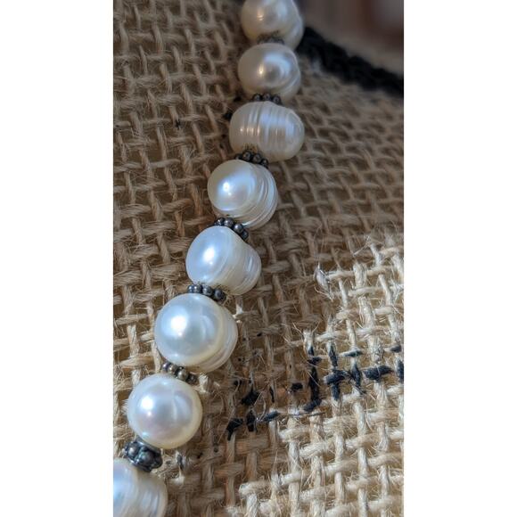 Vintage Freshwater Pearl 925 Sterling Silver Bali Bead Byzantine Hook Clasp - Picture 4 of 12